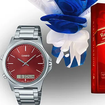 Asipulo flowers  -  Roses, Chocolate, Whiskey & Casio Watch Flower Bouquet/Arrangement