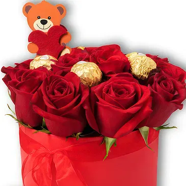 Braga flowers  -  Chocolates and Roses Luxury Box Flower Bouquet/Arrangement