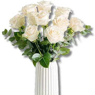 Italy flowers  -  Peace of Mind: Pure Ivory Rose Beauty Flower Bouquet/Arrangement
