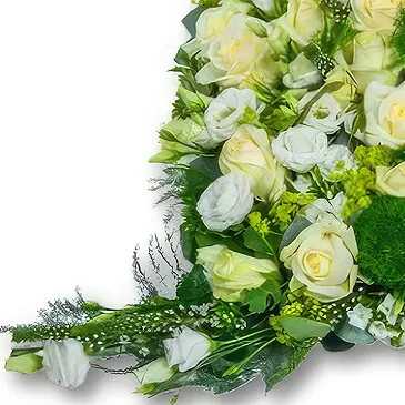 Holandia kwiaty- Biały, serduszkowy element żałobny (50 cm) Bukiet ikiebana