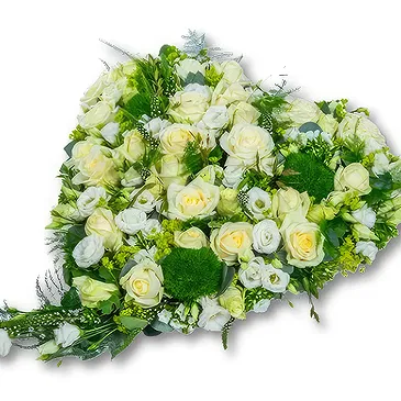 Holandia kwiaty- Biały, serduszkowy element żałobny (50 cm) Bukiet ikiebana