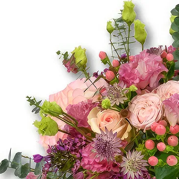 An-Najadah blomster- Romantisk rosa og lilla blomsteroppsats Blomsterarrangementer bukett