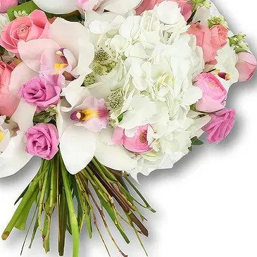 An-Najadah blomster- Hvit hortensia og rosa rosebukett Blomsterarrangementer bukett