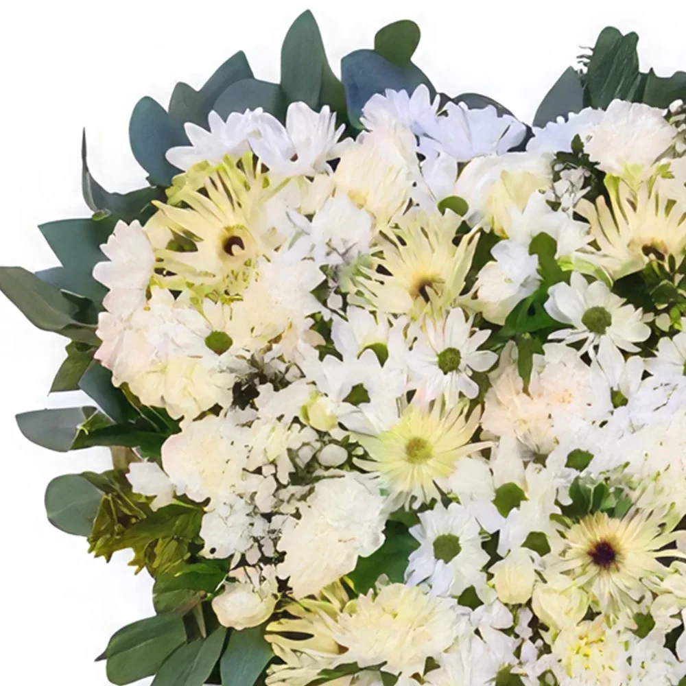 flores de Basileia- coração branco Bouquet/arranjo de flor