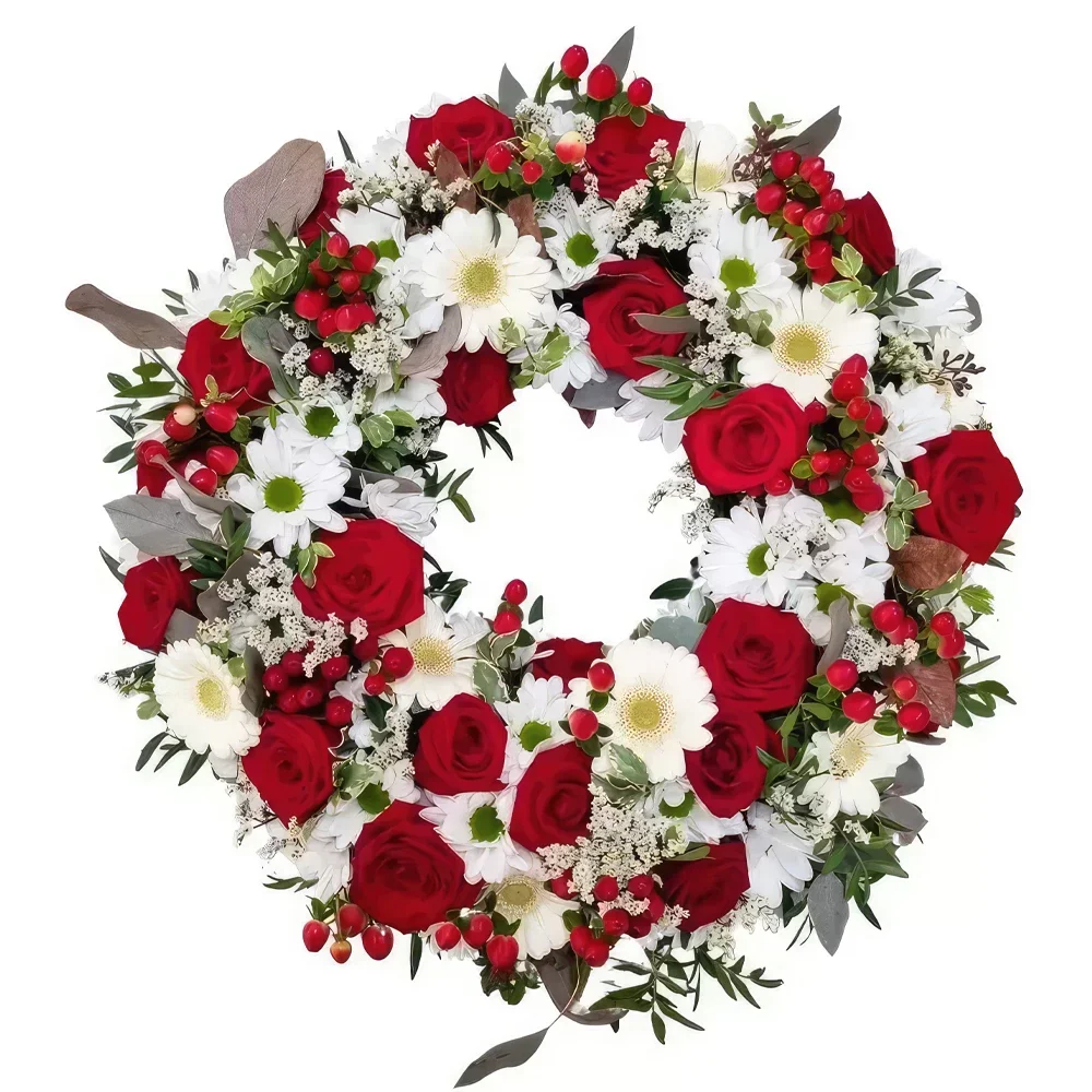 Vaduz cvijeća- Crveno-bijeli vijenac Cvjetni buket/aranžman
