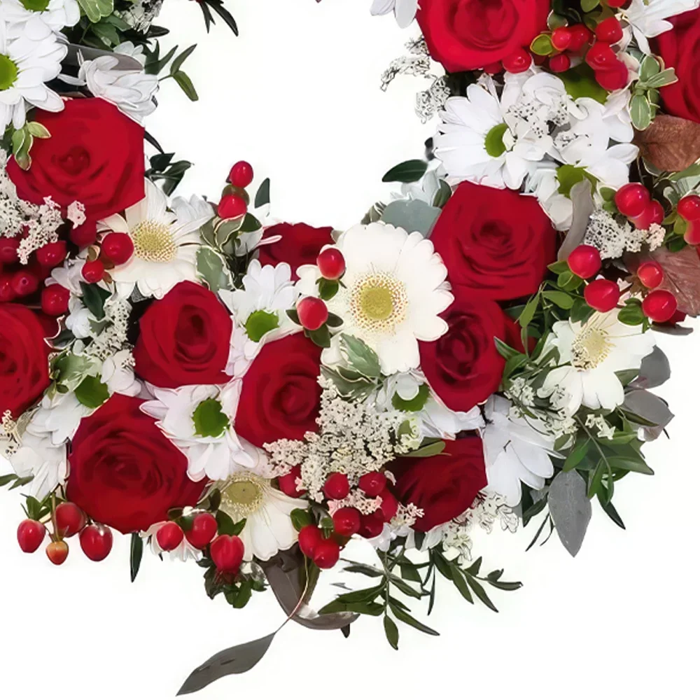 ליכטנשטיין פרחים- זר אדום ולבן זר פרחים/סידור פרחים