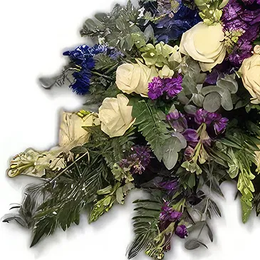 Skanderborg blomster- Lilla fuchsia begravelsesbuket Blomst buket/Arrangement
