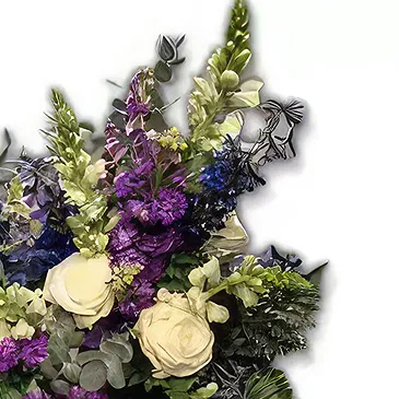 Skanderborg blomster- Lilla fuchsia begravelsesbuket Blomst buket/Arrangement