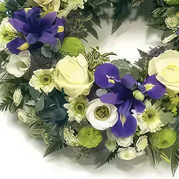 Sig () blommor- Mjuka rosor rund krans Bukett/blomsterarrangemang