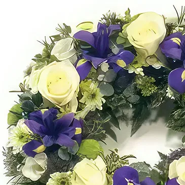 Sig () blommor- Mjuka rosor rund krans Bukett/blomsterarrangemang