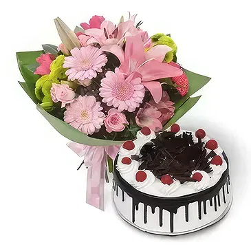 fiorista fiori di Jakarta- Torta E Mazzo Di Fiori Misti Bouquet floreale