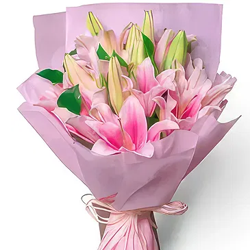 Buangkok flowers  -  Asiatic Pink Lilies Flower Bouquet/Arrangement
