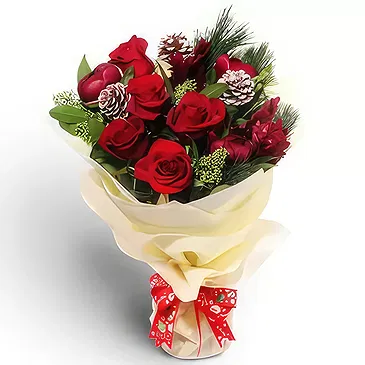 Buangkok flowers  -  Stylish Red Christmas Roses Flower Bouquet/Arrangement