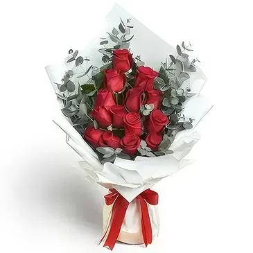 Buangkok flowers  -  15 Red Roses Flower Bouquet/Arrangement