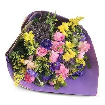 Adma flowers  -  Pink & Yellow Flower Bouquet/Arrangement