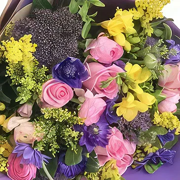 Adma flowers  -  Pink & Yellow Flower Bouquet/Arrangement