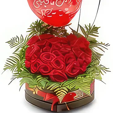 An-Najadah blomster- Romantikk med ballonger Blomsterarrangementer bukett