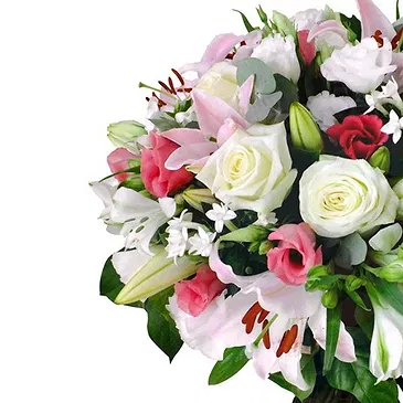 Italy flowers  -  Lilium Bouquet with Pink flowers, White Roses Flower Bouquet/Arrangement