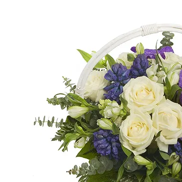 Italy flowers  -  Fresh, White & Purple Flowers Basket Flower Bouquet/Arrangement
