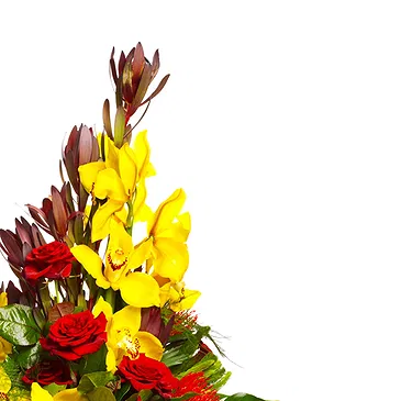 fiorista fiori di Firenze- Bouquet con Orchidee Gerbera e Rose Rosse Bouquet floreale