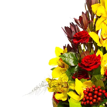 fiorista fiori di Firenze- Bouquet con Orchidee Gerbera e Rose Rosse Bouquet floreale