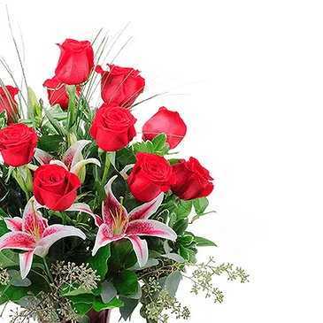Italien Blumen Florist- Strauß Rosen und Lilien Bouquet/Blumenschmuck