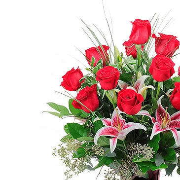 Italien Blumen Florist- Strauß Rosen und Lilien Bouquet/Blumenschmuck