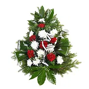 Italia Online blomsterbutikk - Hvit og rød begravelse blomsterarrangement Bukett