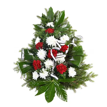 Mira flowers  -  White & Red Funeral Floral Arrangement Flower Bouquet/Arrangement