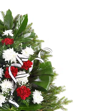 Mira flowers  -  White & Red Funeral Floral Arrangement Flower Bouquet/Arrangement