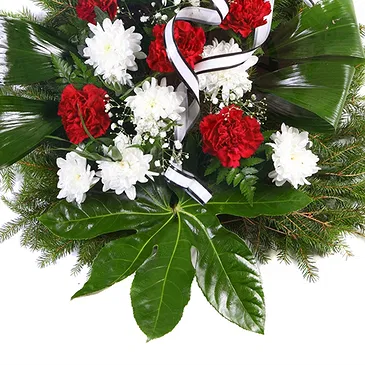 Mira flowers  -  White & Red Funeral Floral Arrangement Flower Bouquet/Arrangement