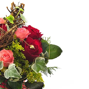 fiorista fiori di Firenze- Composizione di rose rosse e rosa in vaso Bouquet floreale