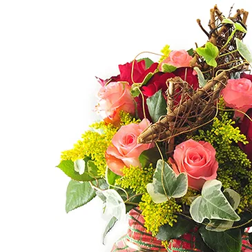 fiorista fiori di Firenze- Composizione di rose rosse e rosa in vaso Bouquet floreale