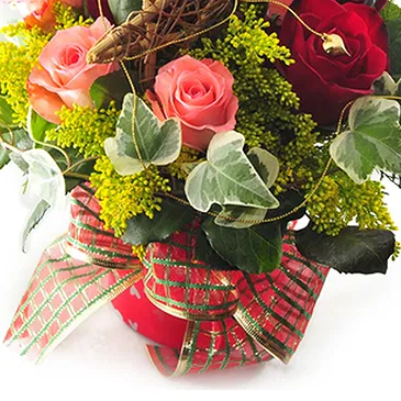 fiorista fiori di Firenze- Composizione di rose rosse e rosa in vaso Bouquet floreale