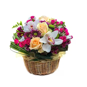 San Marino flowers  -  Basket of Orchids and Roses Flower Delivery