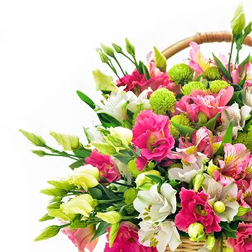 Italy flowers  -  Basket of Mixed White & Pink Flowers Flower Bouquet/Arrangement
