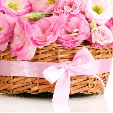 Italy flowers  -  Basket of Pink Roses for Birth Flower Bouquet/Arrangement