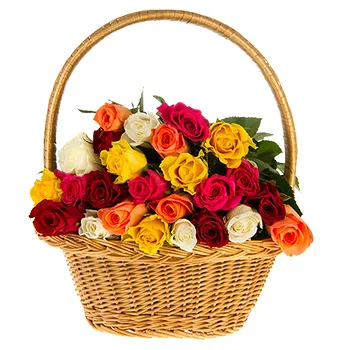 San Marino flowers  -  Basket with Colorful Roses Flower Delivery