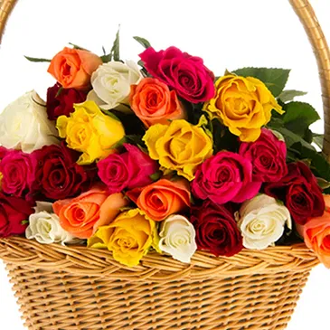 fiorista fiori di Firenze- Cesto con rose colorate Bouquet floreale