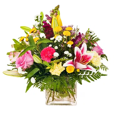 Italy flowers  -  Lilies, Roses & Small Flower Composition Flower Bouquet/Arrangement