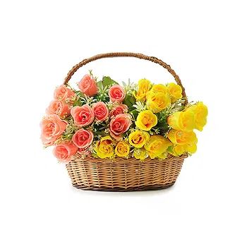 San Marino flowers  -  Basket of Orange and Yellow Roses Flower Delivery