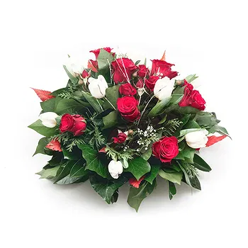 Mira flowers  -  Red and White Funeral Composition Flower Delivery