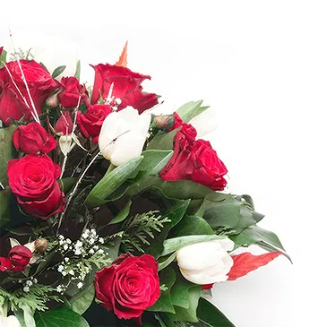 Mira flowers  -  Red and White Funeral Composition Flower Bouquet/Arrangement