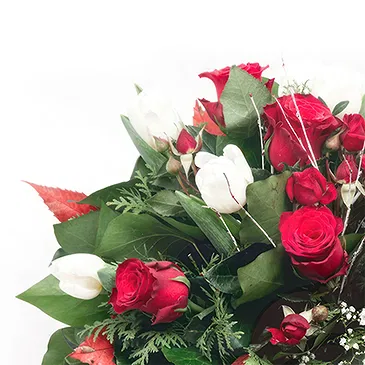 Mira flowers  -  Red and White Funeral Composition Flower Bouquet/Arrangement