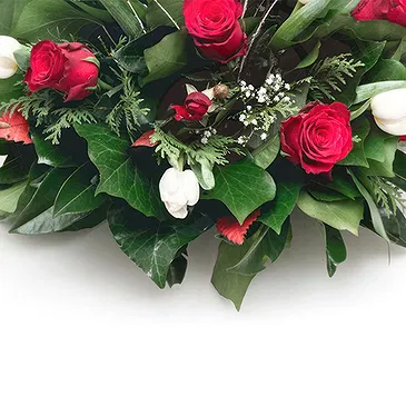Mira flowers  -  Red and White Funeral Composition Flower Bouquet/Arrangement