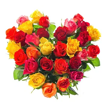 San Marino flowers  -  Heart-Shaped Composition with Colorful Roses Flower Delivery