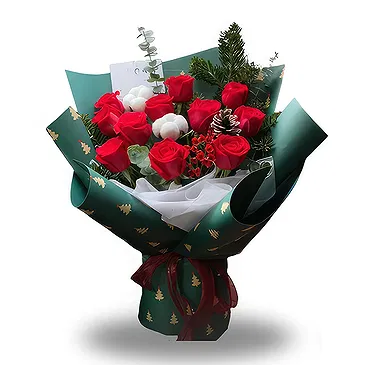 Qingdao flowers  -  Seasonal Red Rose Christmas Bouquet Flower Bouquet/Arrangement