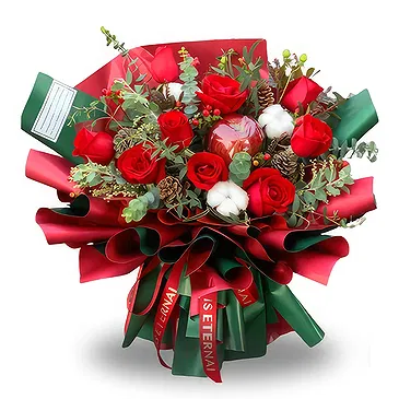 China flowers  -  Christmas Hand Bouquet with Red Roses Flower Bouquet/Arrangement