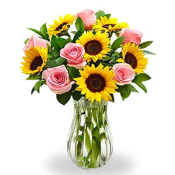 Balin You flowers  -  Vibrant Sunflower and Pink Rose Bouquet in Va Delivery