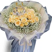 China online Florist - Soft Champagne Rose Bouquet with Baby's Breat Bouquet